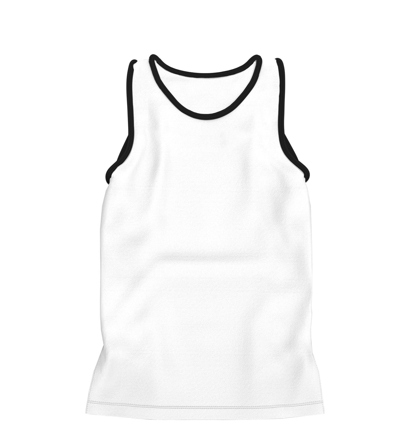 CAMISETA REGATA EM COTTON BRANCO C/ VIÉS PRETO (REF.: 110)