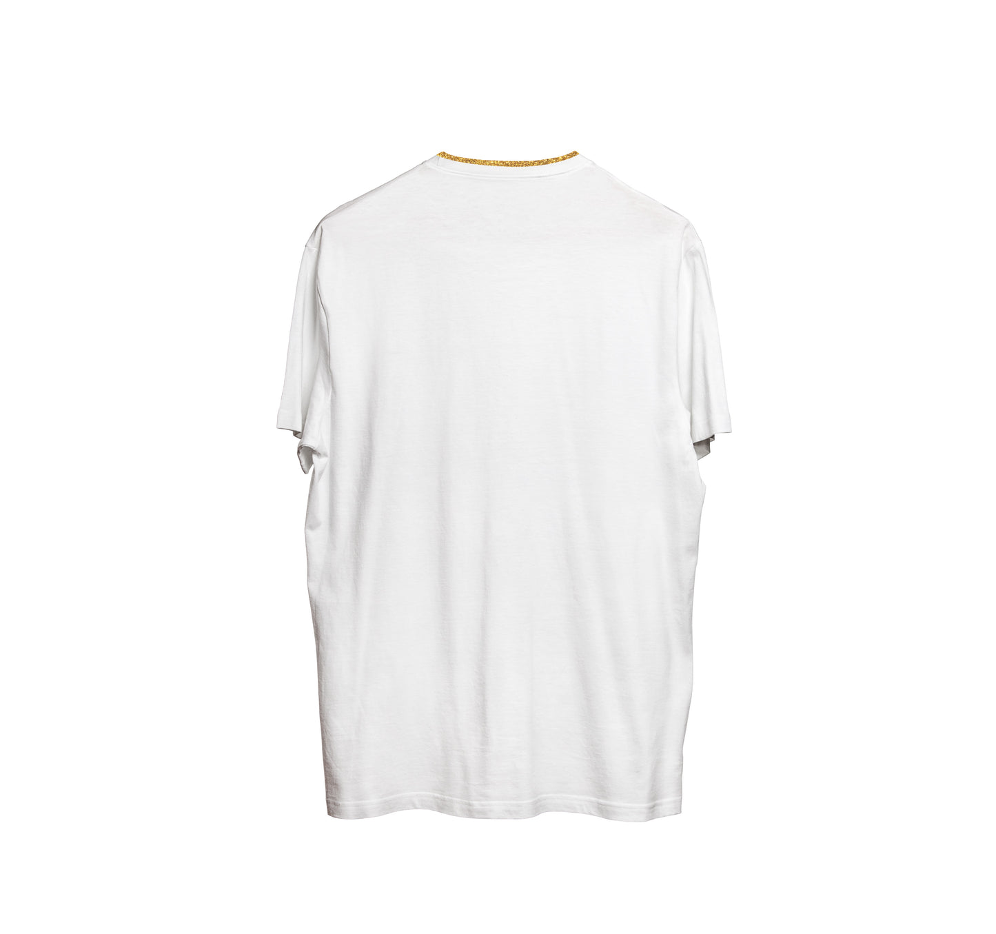 CAMISA LONG COTTON BRANCO C/ GOLA BRANCO DOURADO (REF.: 100)