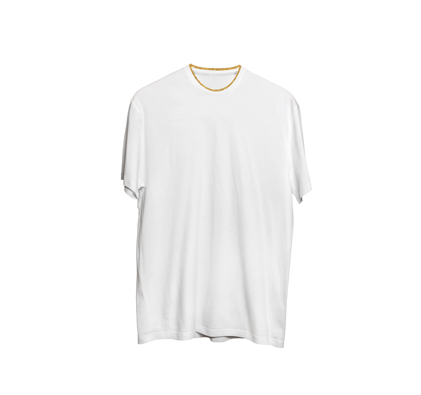 CAMISA LONG COTTON BRANCO C/ GOLA BRANCO DOURADO (REF.: 100)