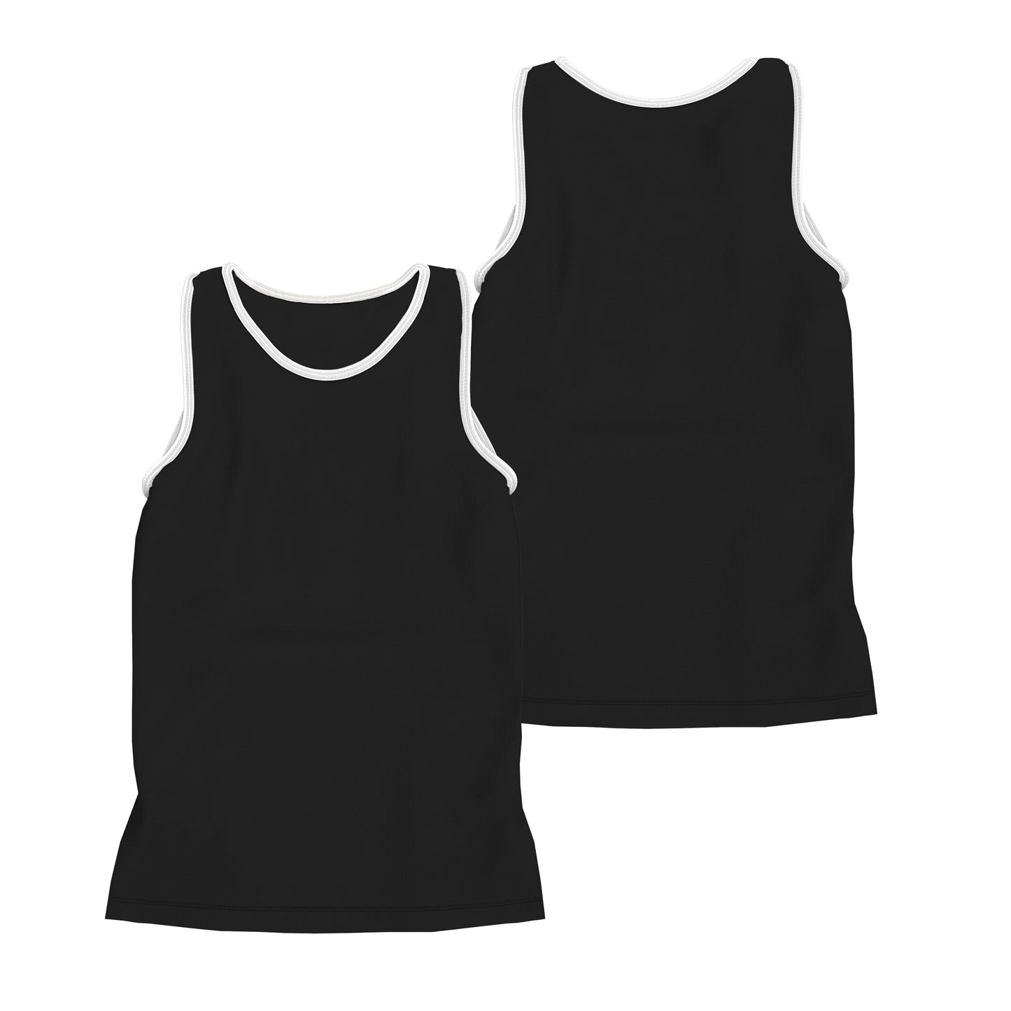 CAMISETA REGATA EM COTTON PRETO C/ VIÉS BRANCO (REF.: 109)