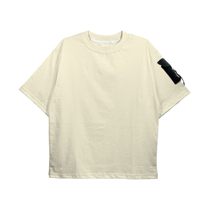 CAMISA OVERSIZED PREMIUM OFF WHITE C/ BOLSO PRETO (REF.: 108)
