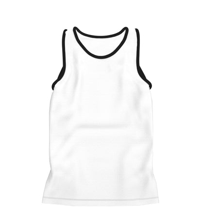 CAMISETA REGATA EM COTTON BRANCO C/ VIÉS PRETO (REF.: 110)