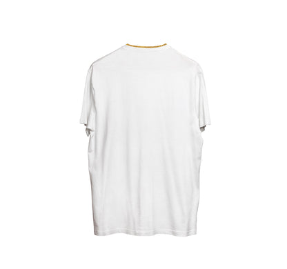 CAMISA LONG COTTON BRANCO C/ GOLA BRANCO DOURADO (REF.: 100)