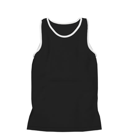 CAMISETA REGATA EM COTTON PRETO C/ VIÉS BRANCO (REF.: 109)