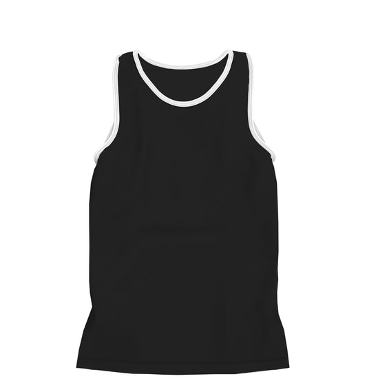 CAMISETA REGATA EM COTTON PRETO C/ VIÉS BRANCO (REF.: 109)