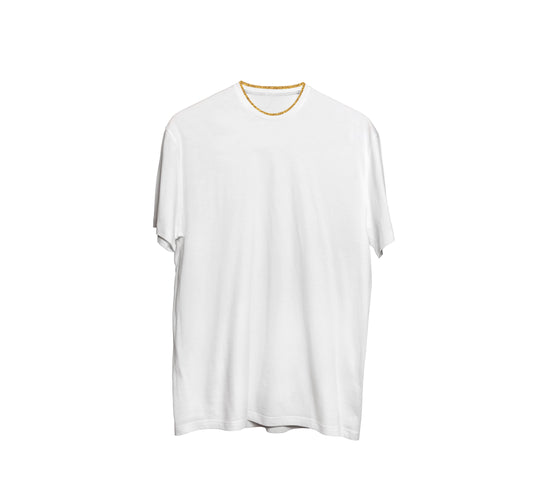 CAMISA LONG COTTON BRANCO C/ GOLA BRANCO DOURADO (REF.: 100)