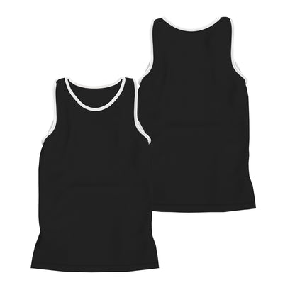 CAMISETA REGATA EM COTTON PRETO C/ VIÉS BRANCO (REF.: 109)