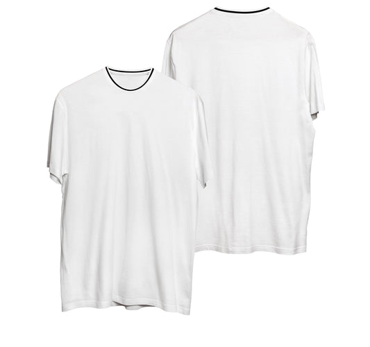 CAMISA  LONG COTTON BRANCO C/ GOLA BRANCO/PRETO/BRANCO (REF.:103)