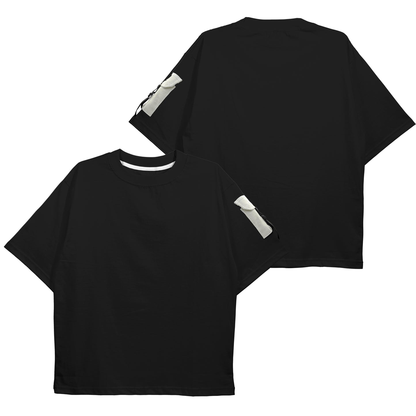 CAMISA OVERSIZED PREMIUM PRETO C/ BOLSO OFF WHITE (REF.: 107)