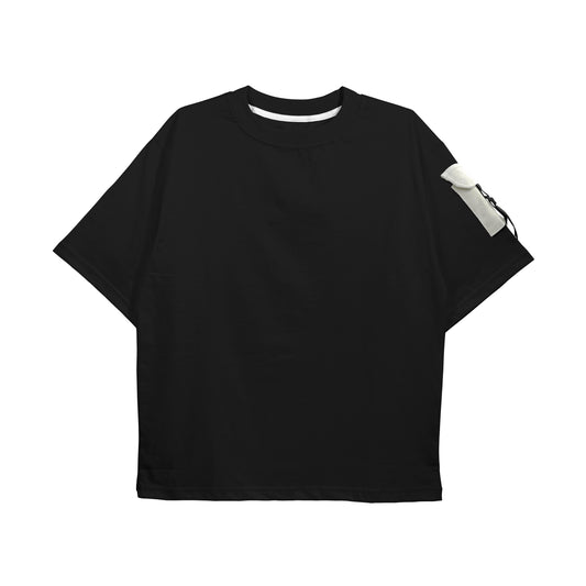 CAMISA OVERSIZED PREMIUM PRETO C/ BOLSO OFF WHITE (REF.: 107)