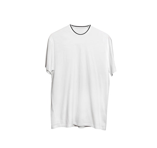 CAMISA  LONG COTTON BRANCO C/ GOLA BRANCO/PRETO/BRANCO (REF.:103)