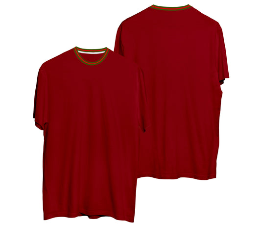 CAMISA LONG COTTON VERMELHO C/ GOLA VERDE/VERMELHO/VERDE (REF.: 101)